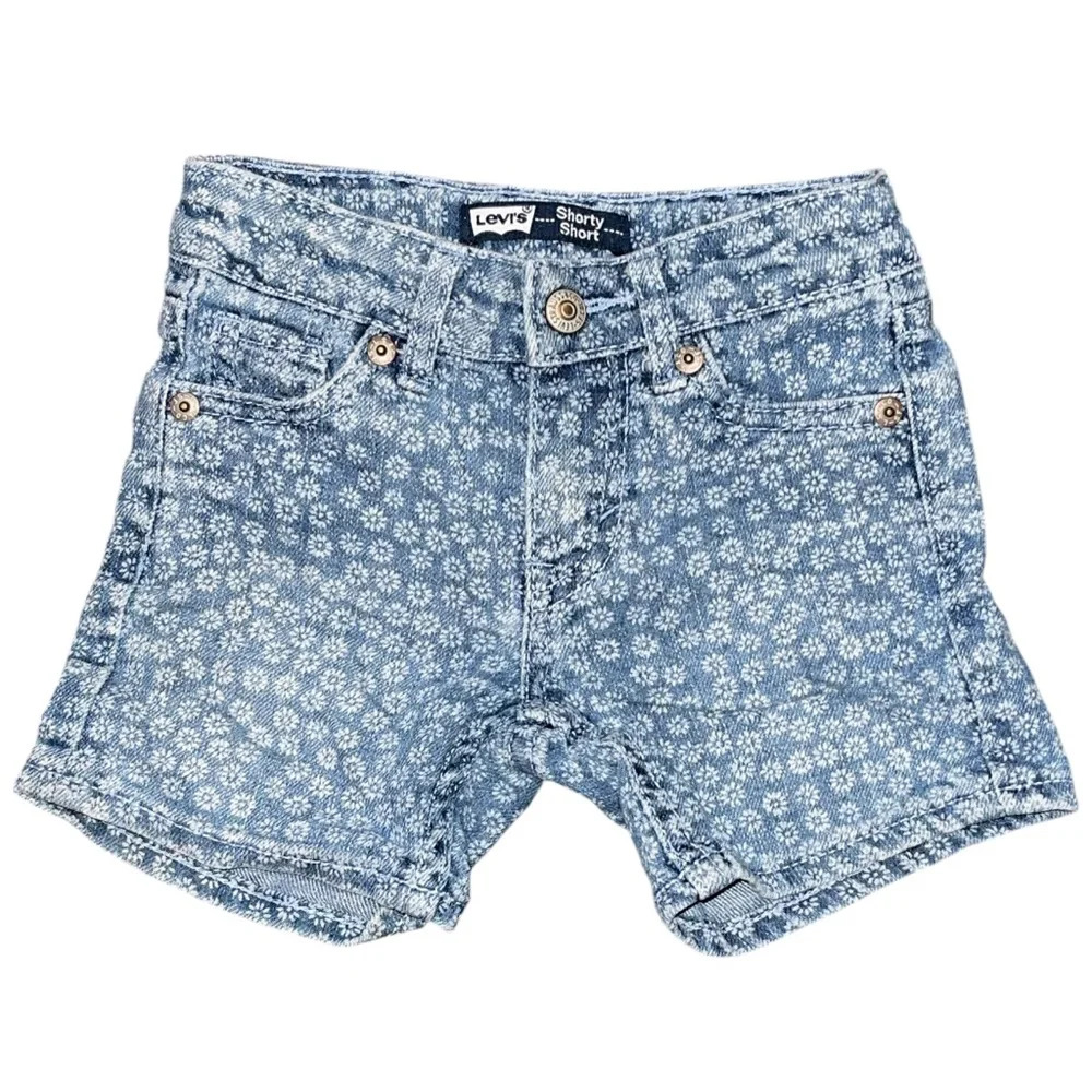 Levi’s Girls’ Floral Print Denim Shorts | 2T